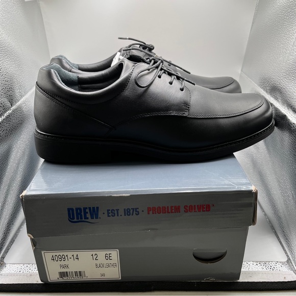 NWB MEN'S Drew Shoes Park leather oxfords size 12 black